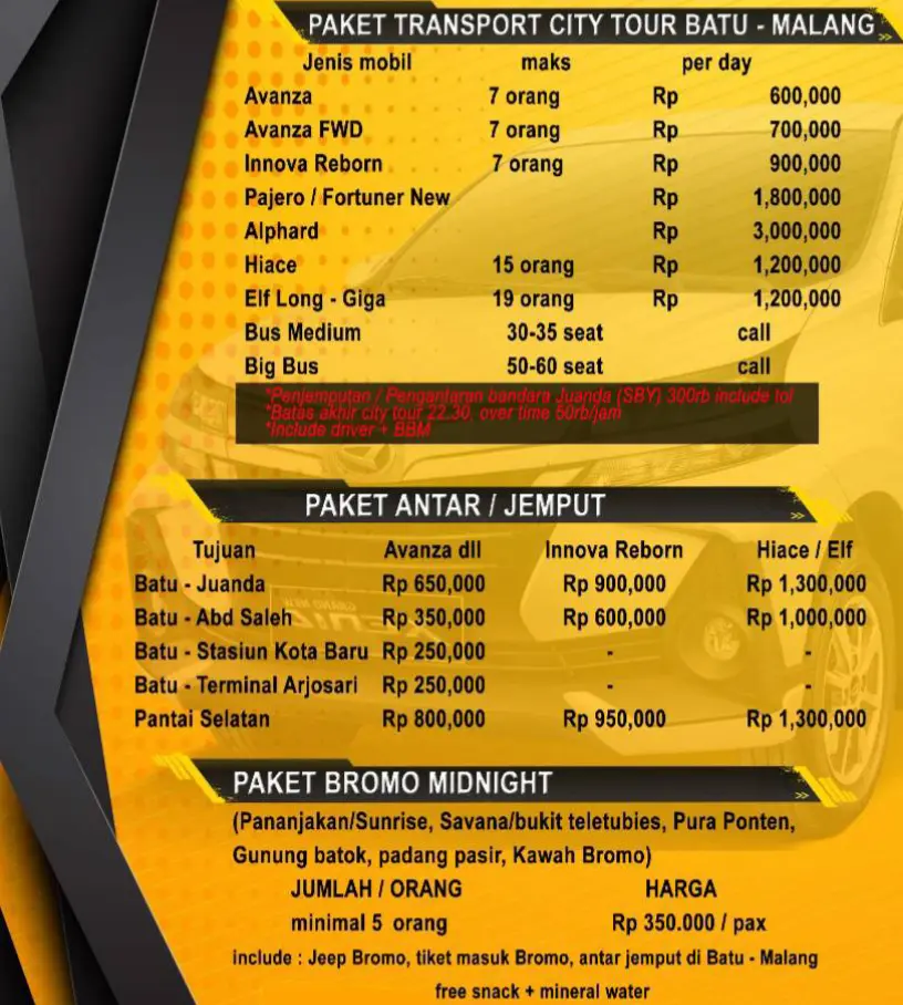 Sewa mobil kota batu malang