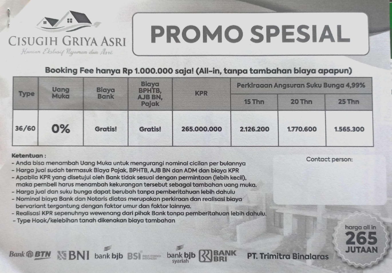 Dijual Rumah all in hanya 1jt