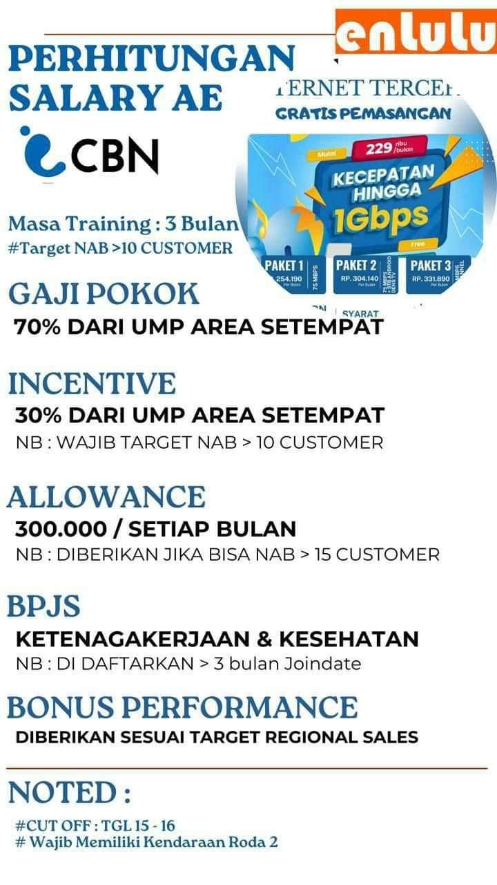LOKER SALES CBN FIBER INTERNET WIFI JABODETABEK