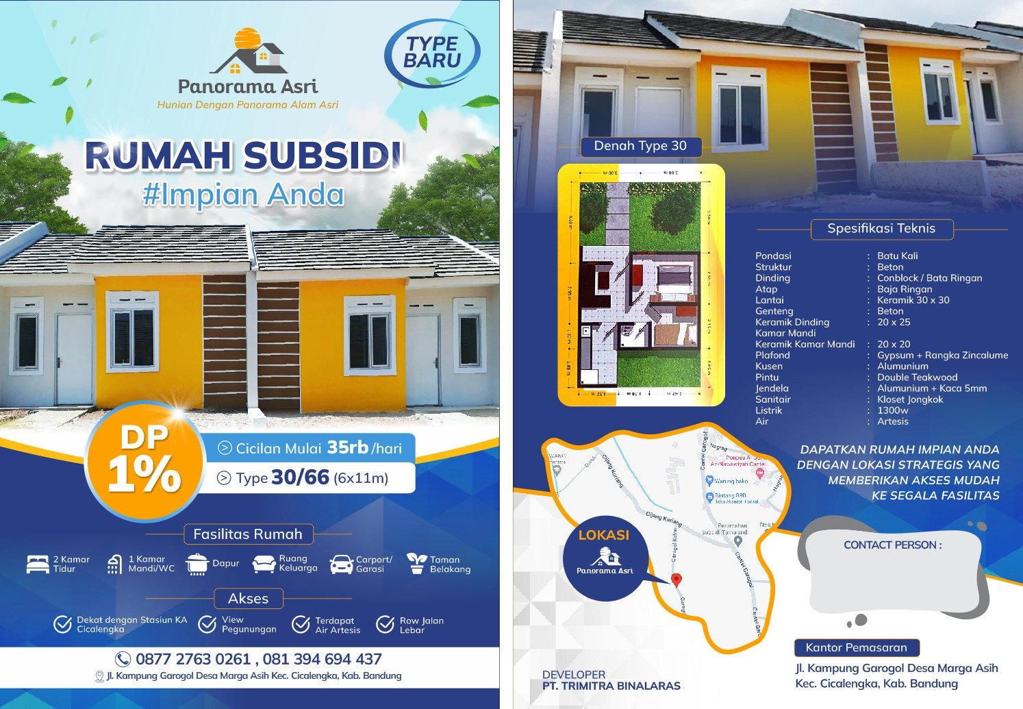 Dijual rumah subsidi all in hanya 1.6 jt
