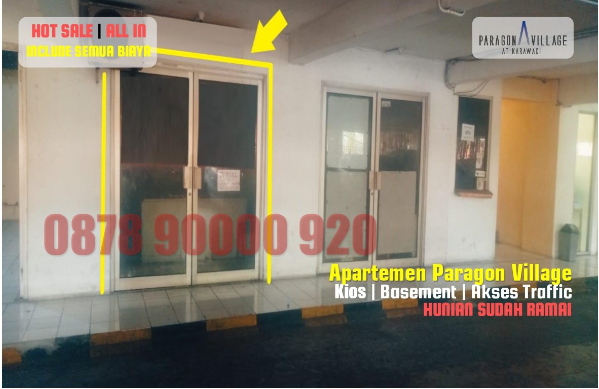 JUAL MURAH KIOS APARTEMEN PARAGON VILAGE INCLUDE SEMUA BIAYA