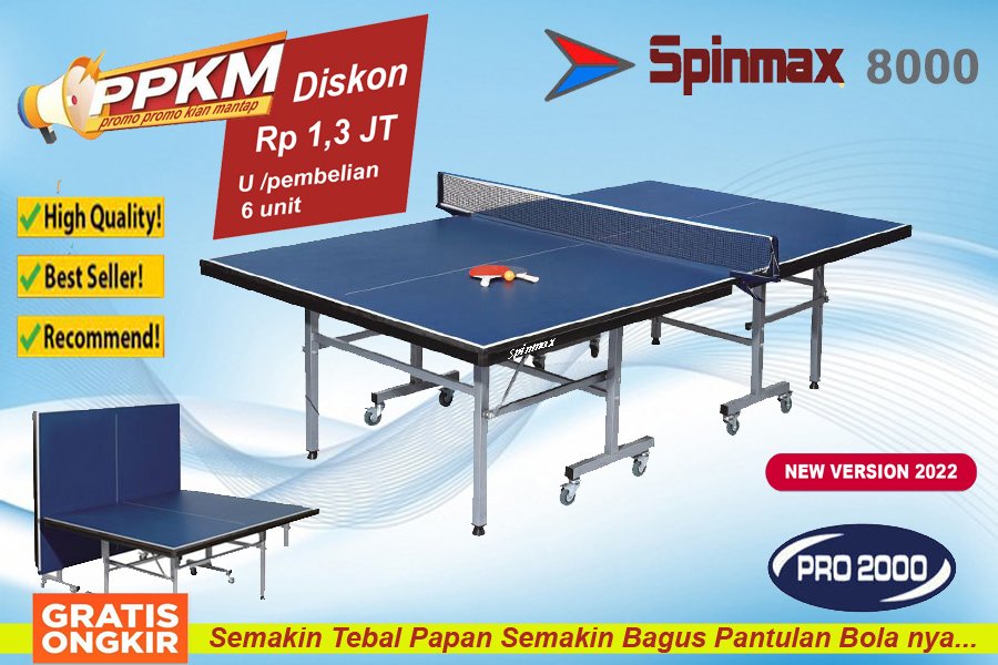 Tenis meja pingpong merk SPINMAX 8000